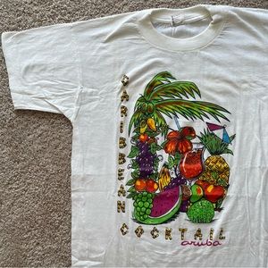 Vintage Aruba Caribbean Cocktail Single Stitch T-Shirt Large